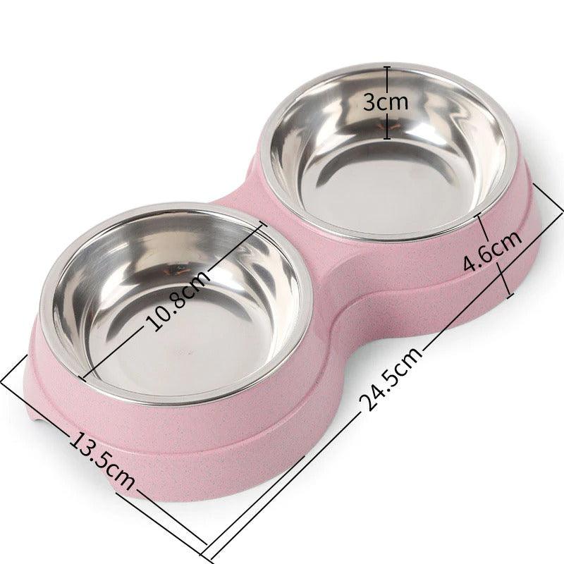 Stainless Steel Double Pet Feeder — Elevated Food & Water Bowls