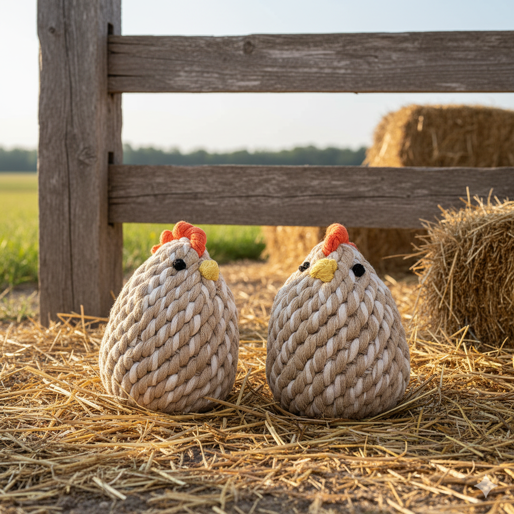 Gugu the Farm Chicken — Handmade Cotton Rope Dog Toy | Eco-Friendly