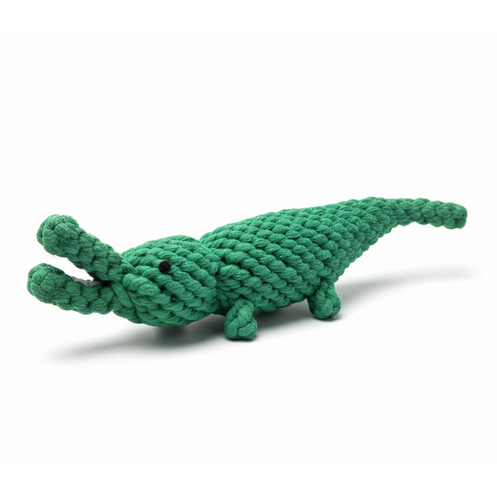 Ally the Alligator — Handmade Cotton Rope Dog Toy | 14", Eco-Friendly