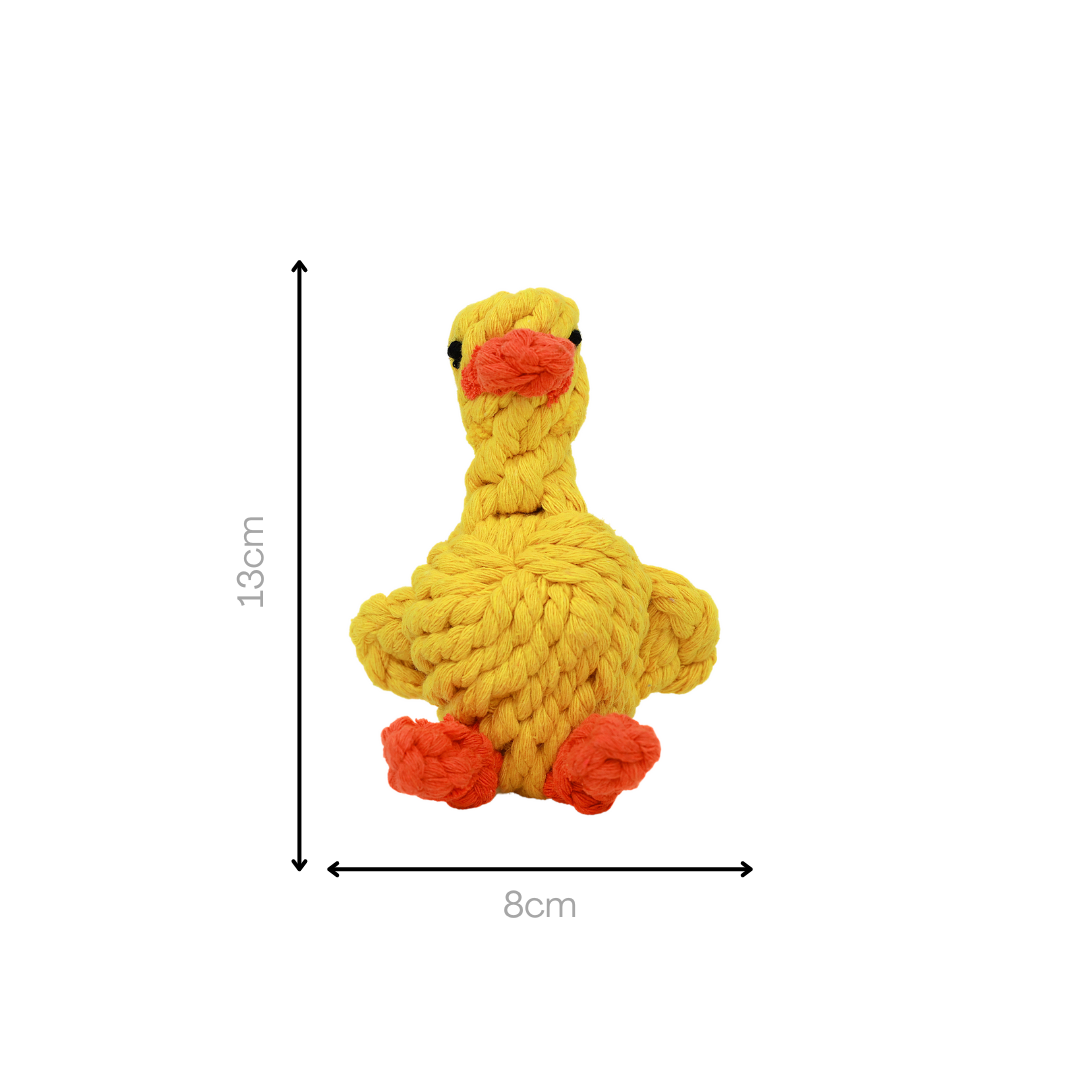 Sunny the Yellow Duck — Handmade Cotton Rope Dog Toy | Eco-Friendly