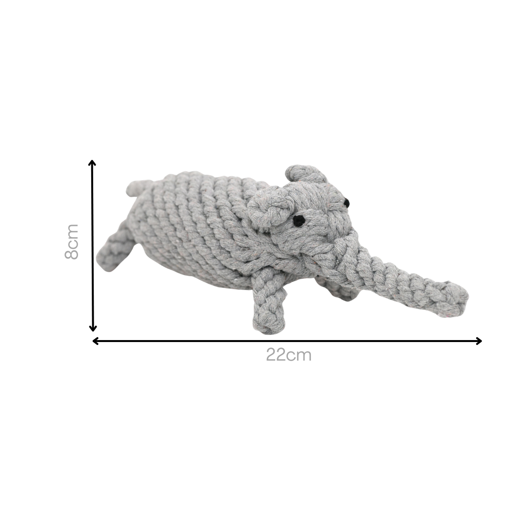 Ella the Elephant — Handmade Cotton Rope Dog Toy | Two Sizes