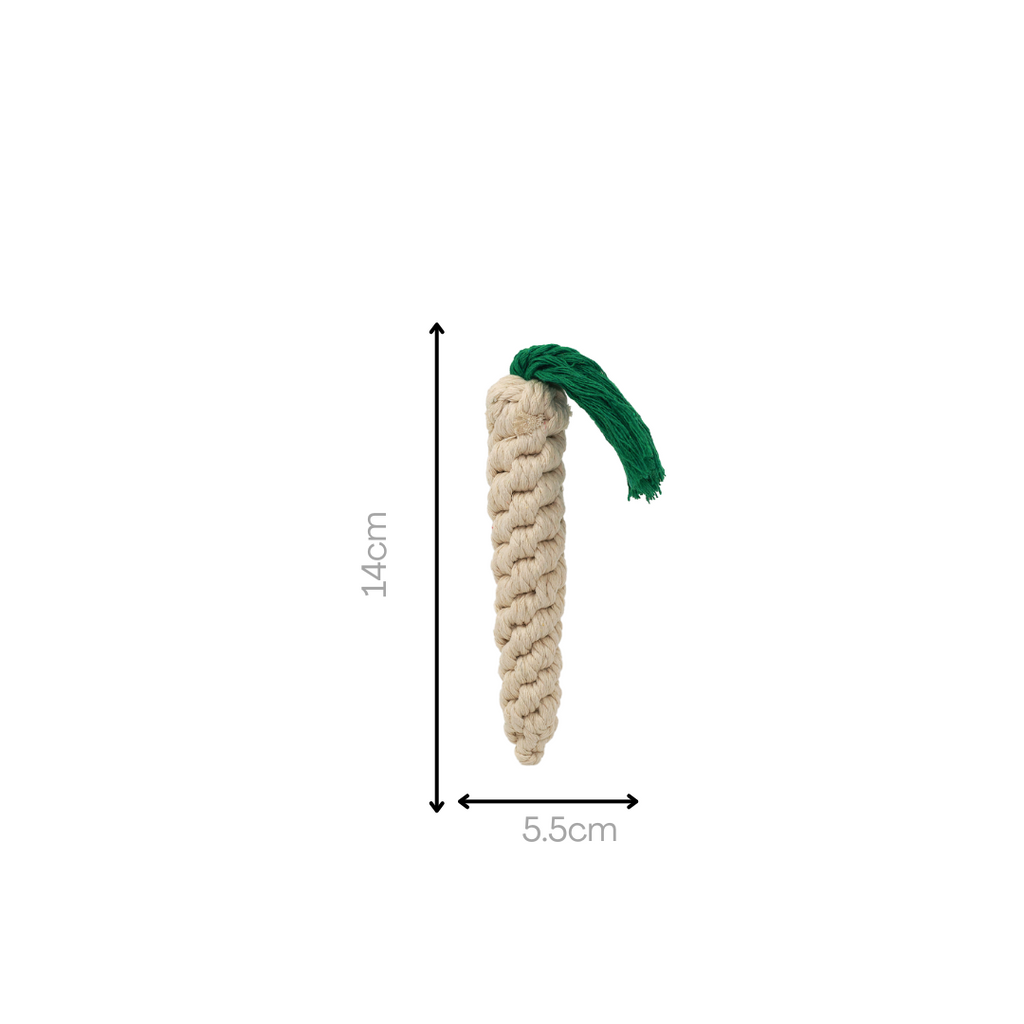Carrot Rope Toy — Handmade Cotton Dog Toy | Small & Medium Dogs