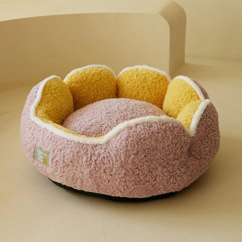 Super Soft Plush Pet Bed — Warm Round Nest for Cats & Small Dogs