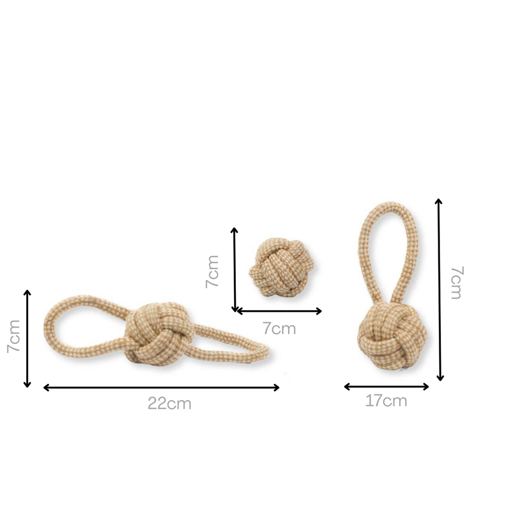 Natural Hemp Tug Toys — Handmade 3-Piece Eco Rope Set