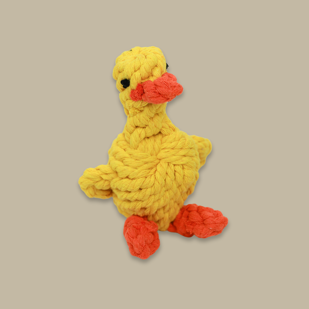 Sunny the Yellow Duck — Handmade Cotton Rope Dog Toy | Eco-Friendly