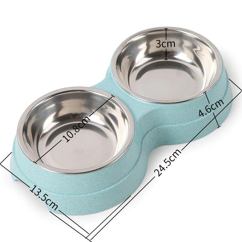 Stainless Steel Double Pet Feeder — Elevated Food & Water Bowls
