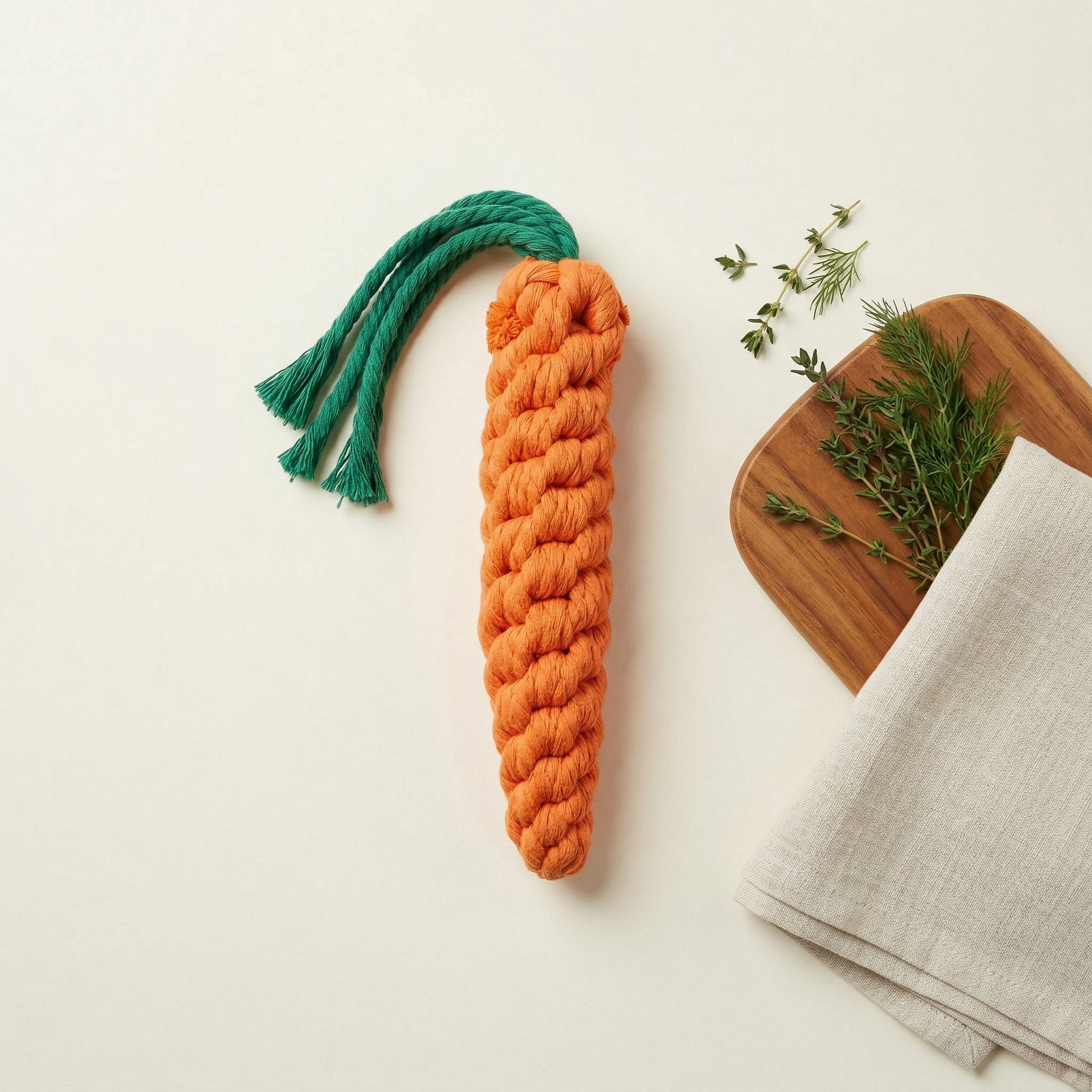 Carrot Rope Toy — Handmade Cotton Dog Toy | Small & Medium Dogs