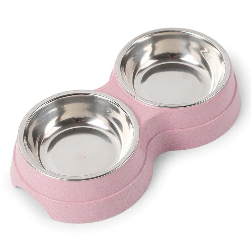 Stainless Steel Double Pet Feeder — Elevated Food & Water Bowls