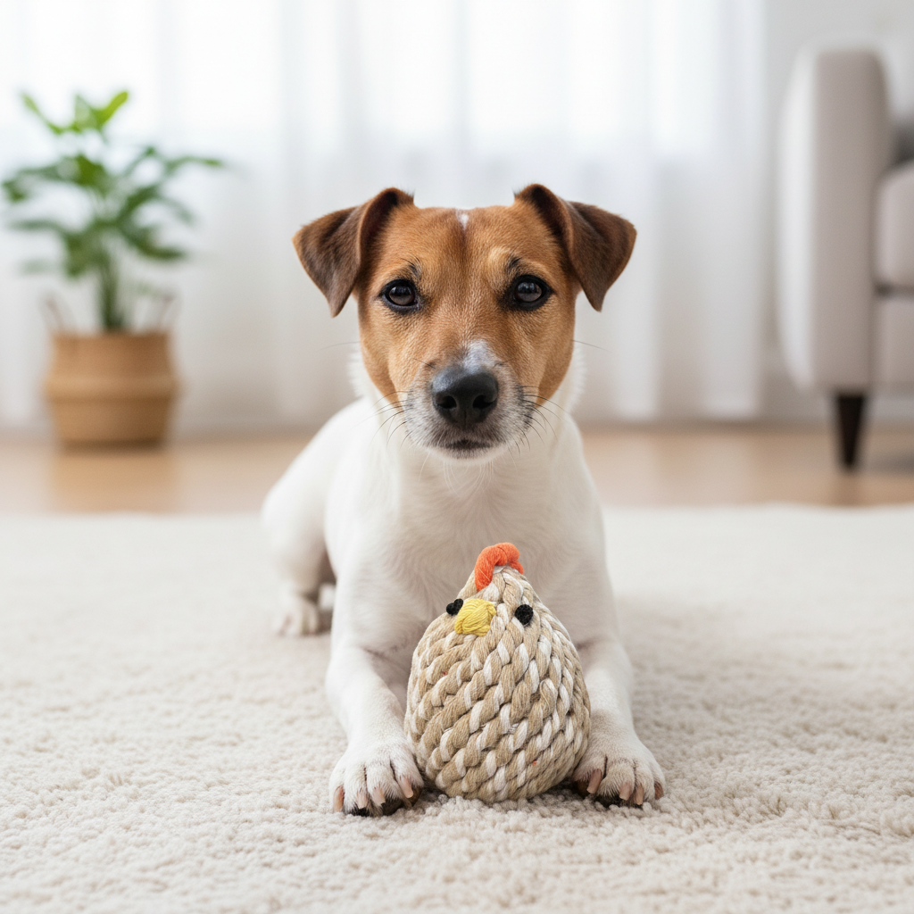 Gugu the Farm Chicken — Handmade Cotton Rope Dog Toy | Eco-Friendly