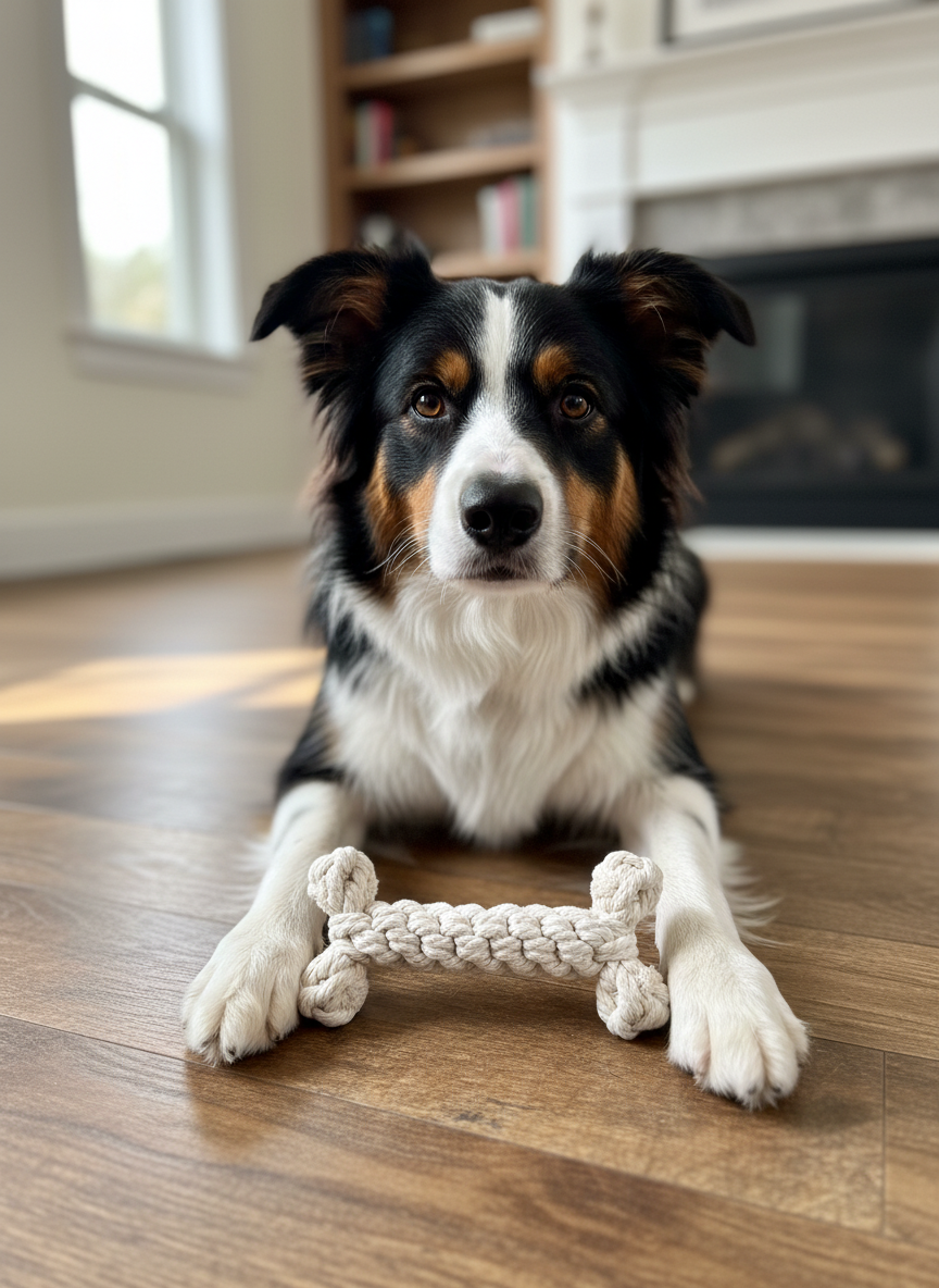 Little Love White Rope Bone — Handmade Recycled Cotton Pet Toy | Small