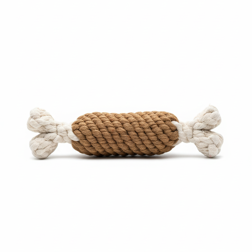 Smoked Ham Rope Toy — Handmade 100% Recycled Cotton Dog Toy