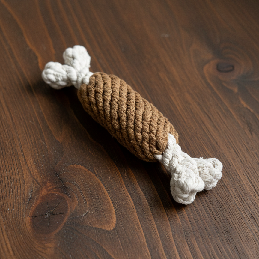 Smoked Ham Rope Toy — Handmade 100% Recycled Cotton Dog Toy