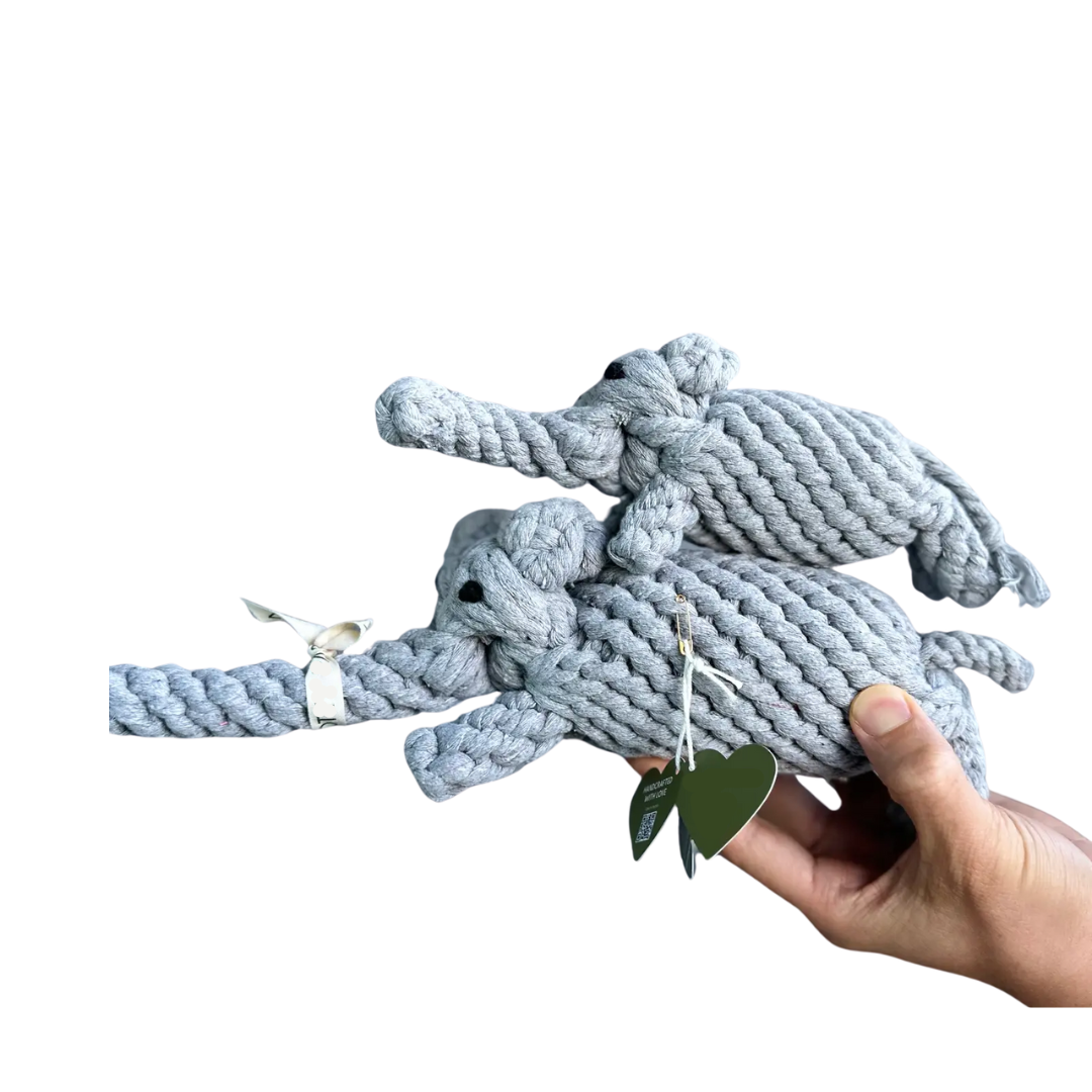 Ella the Elephant — Handmade Cotton Rope Dog Toy | Two Sizes