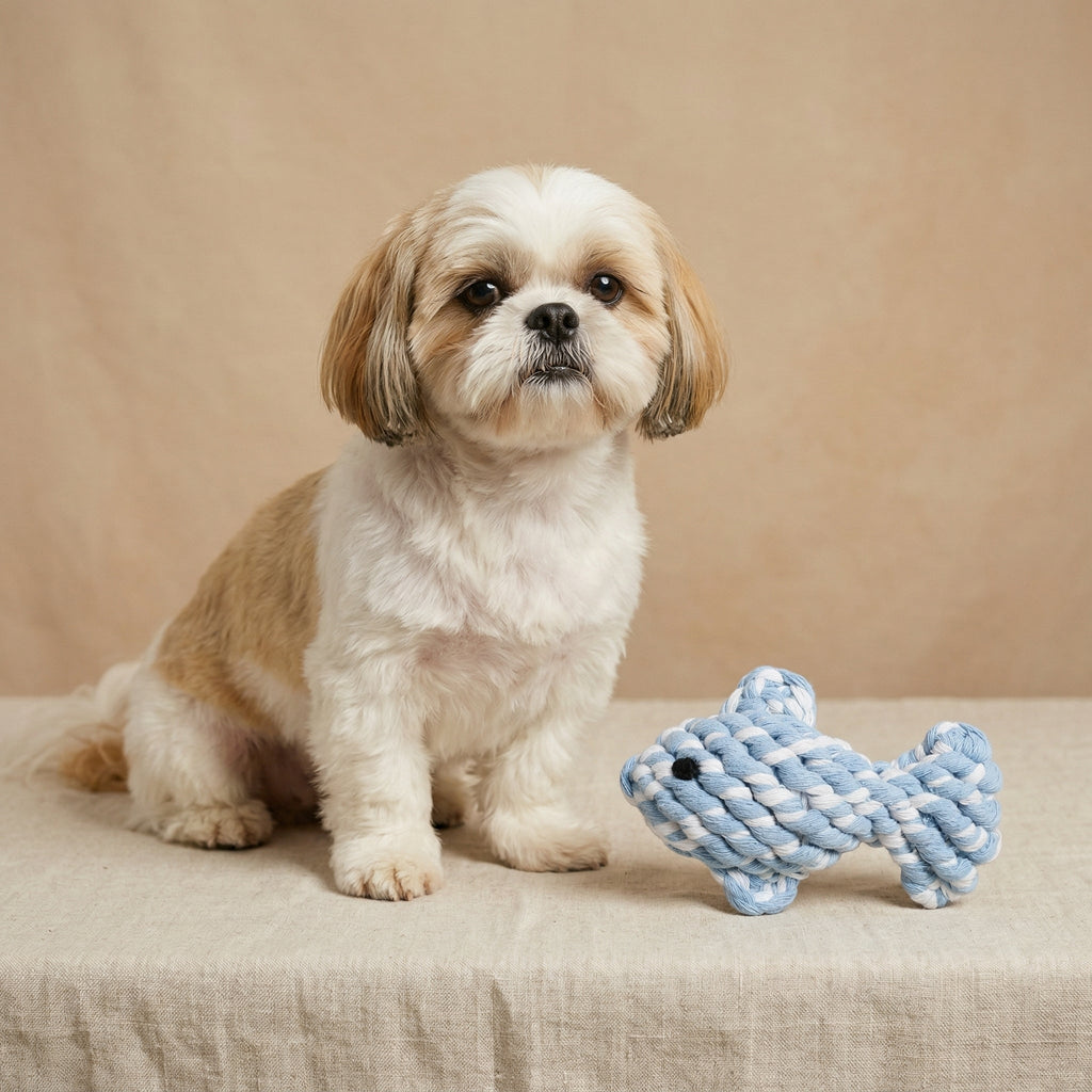 April the Happy Fish — Handmade Cotton Rope Pet Toy | Small Pets