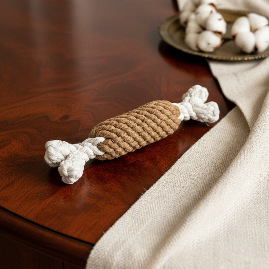 Smoked Ham Rope Toy — Handmade 100% Recycled Cotton Dog Toy