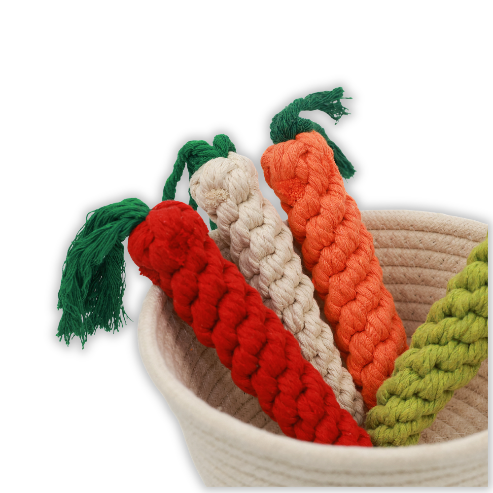 Carrot Rope Toy — Handmade Cotton Dog Toy | Small & Medium Dogs