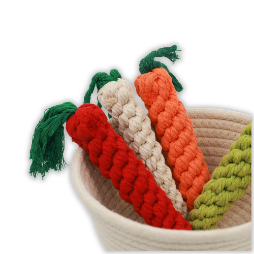 Carrot Rope Toy — Handmade Cotton Dog Toy | Small & Medium Dogs