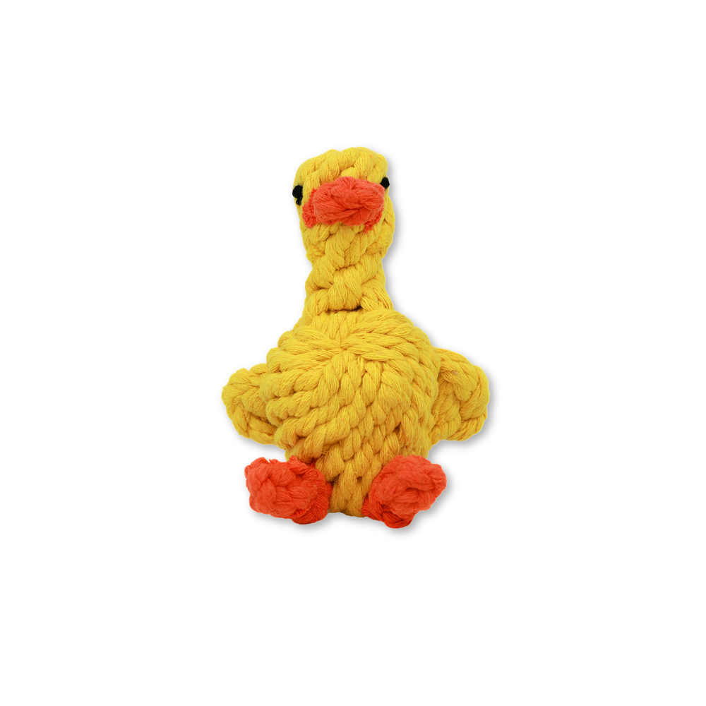Sunny the Yellow Duck — Handmade Cotton Rope Dog Toy | Eco-Friendly