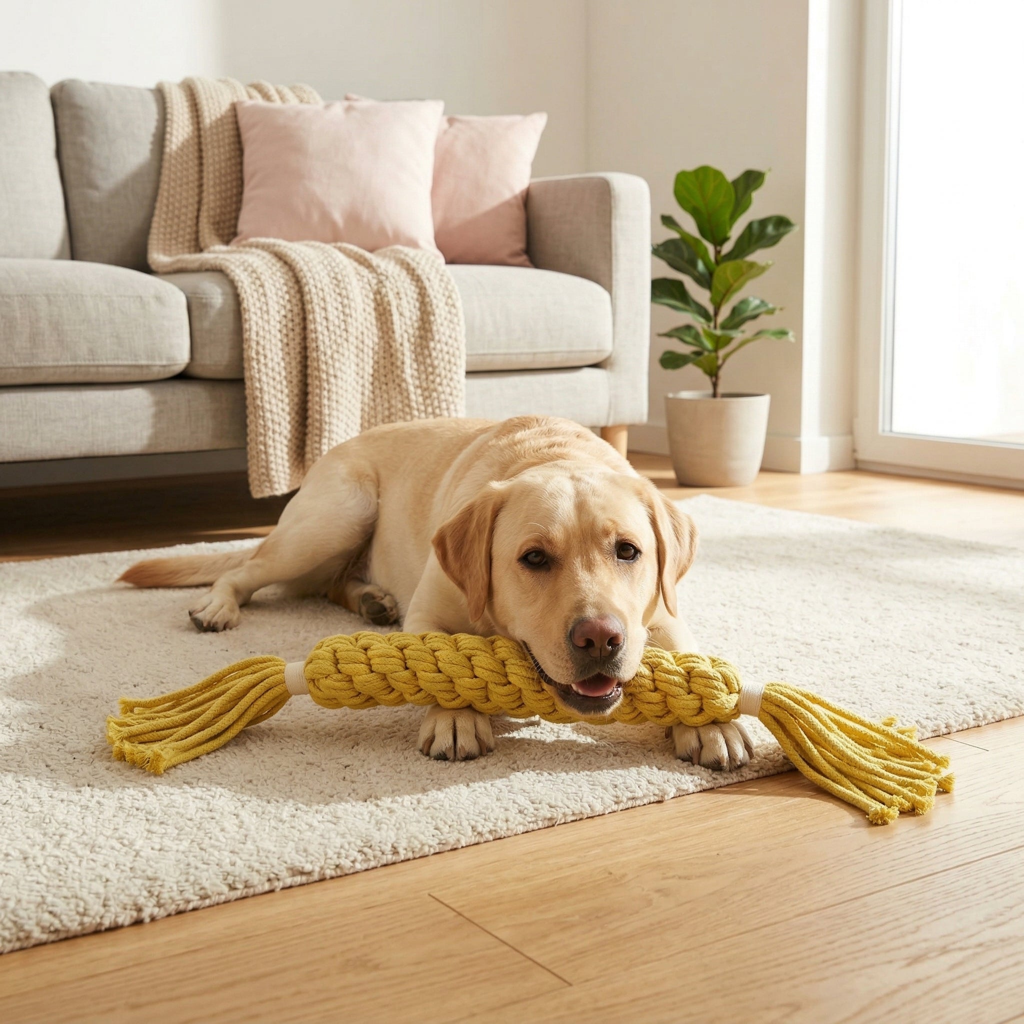 Jumbo Candy Rope Toy — Handmade Macramé Cotton Tug Toy | Large Dogs