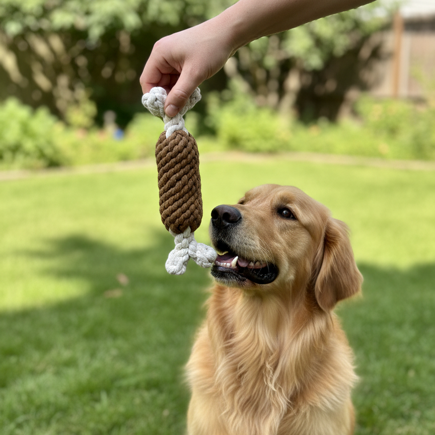 Smoked Ham Rope Toy — Handmade 100% Recycled Cotton Dog Toy