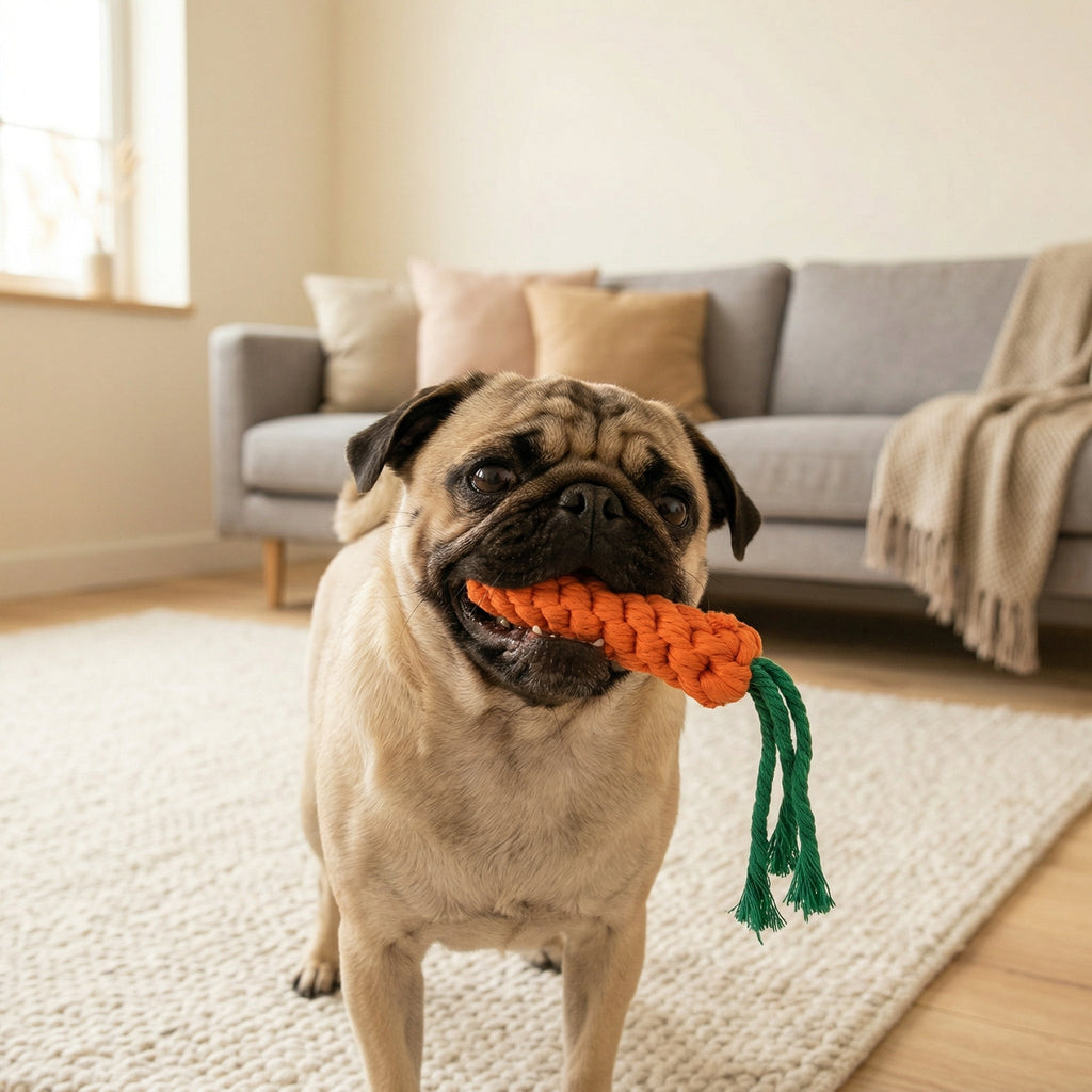 Carrot Rope Toy — Handmade Cotton Dog Toy | Small & Medium Dogs