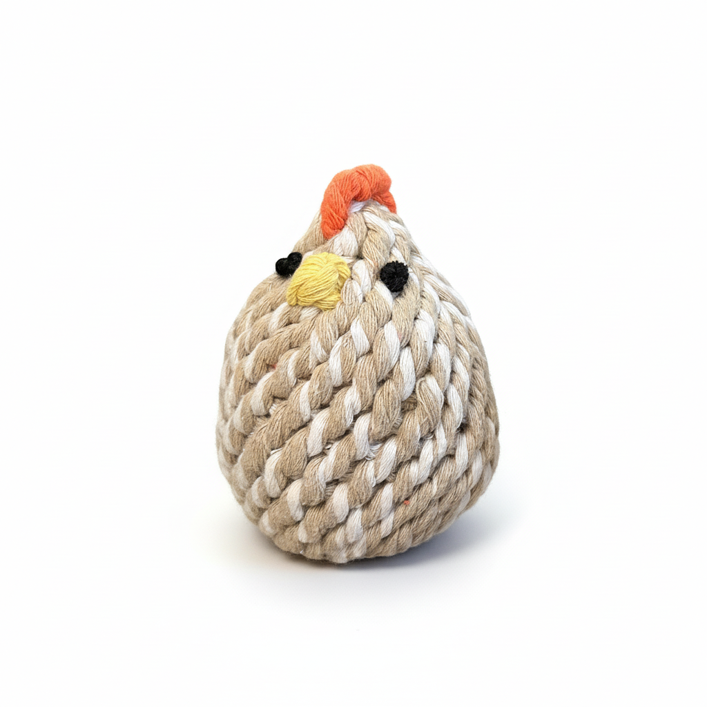 Gugu the Farm Chicken — Handmade Cotton Rope Dog Toy | Eco-Friendly