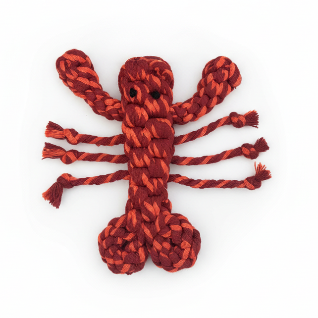 Coral Pop Lobster — Handmade Rope Dog Toy | Thicker & Stronger