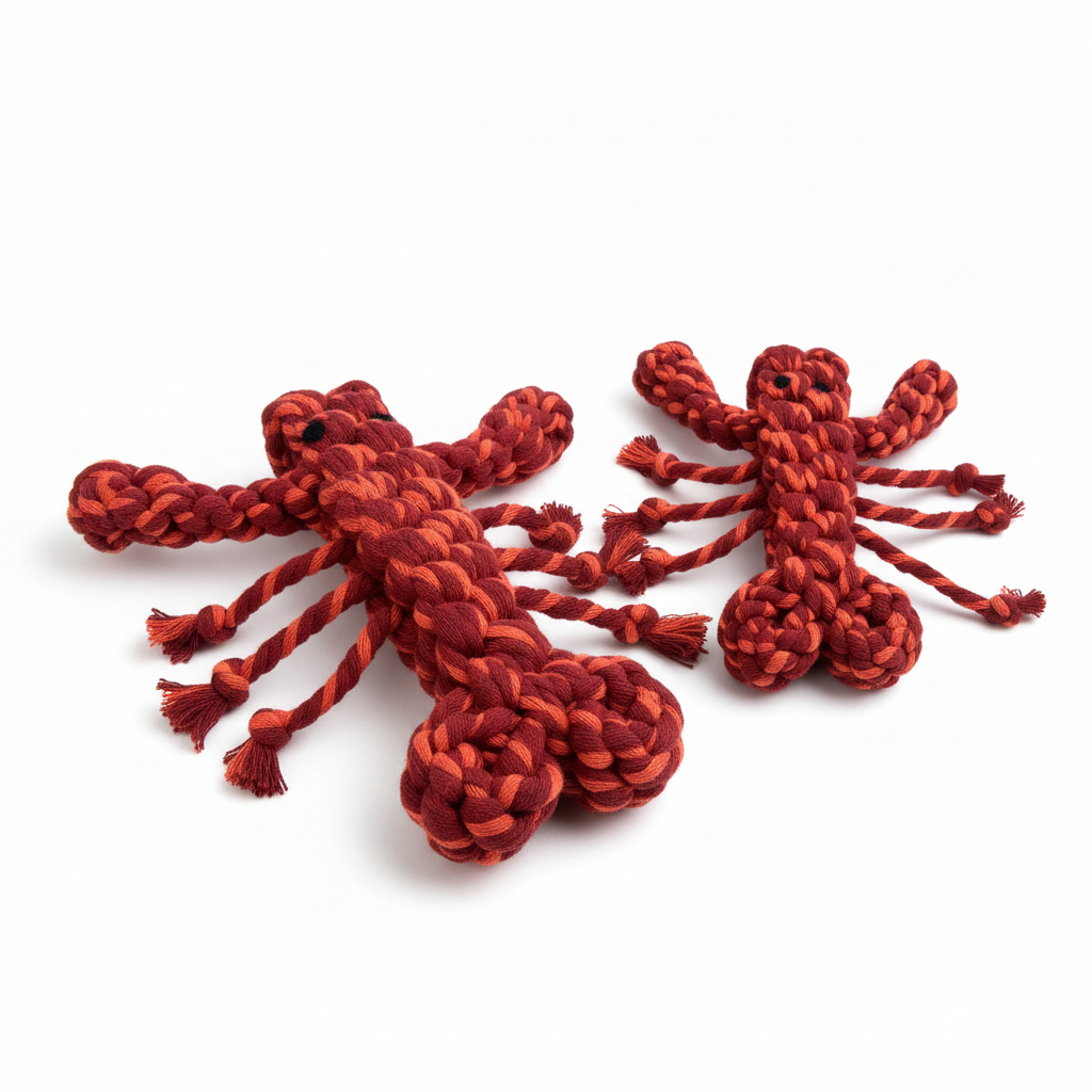 Coral Pop Lobster — Handmade Rope Dog Toy | Thicker & Stronger
