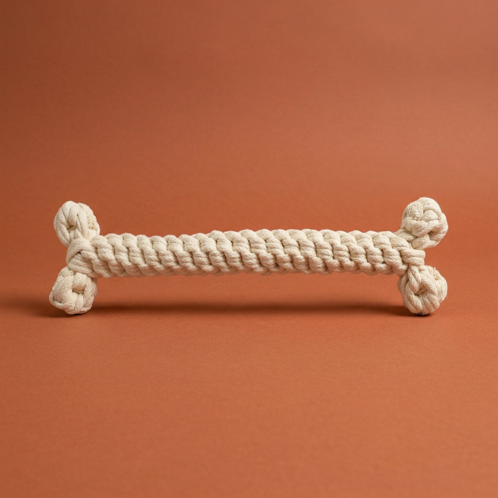 Jumbo White Rope Bone — Handmade Recycled Cotton Dog Toy | Large