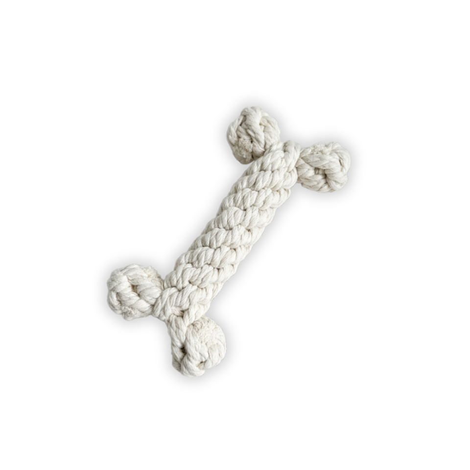 Little Love White Rope Bone — Handmade Recycled Cotton Pet Toy | Small