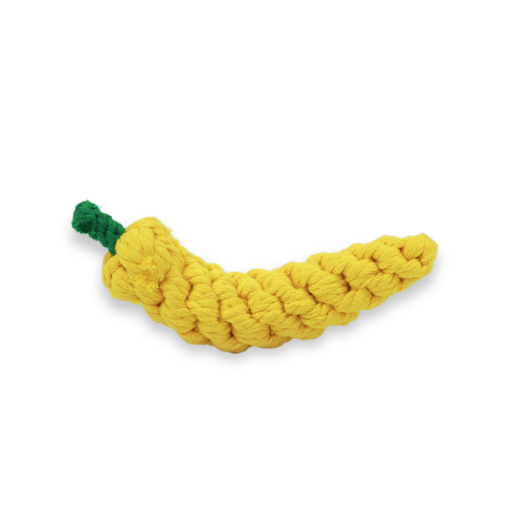 Yellow Chili Rope Toy — Handmade Macramé Cotton Dog Toy